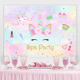 Regenbogenfarben Aquarelle Einhorn Spa Party Hintergrund
